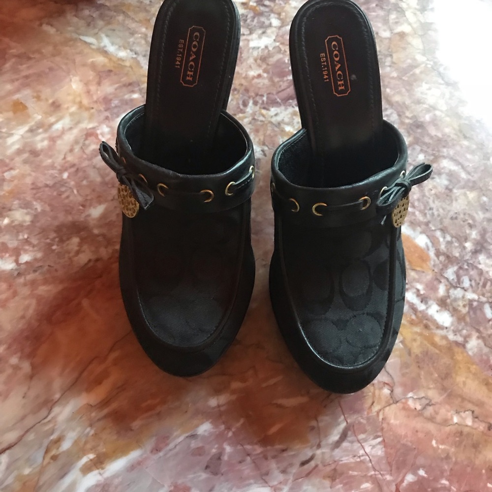 Beautiful Black Coach Mules